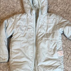 The North Face Reversible Blue  Fuzz and Puffer Jacket